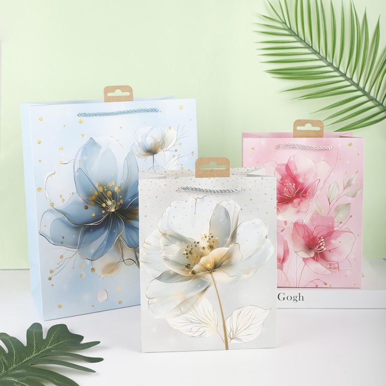 Hand-painted flower gift bag